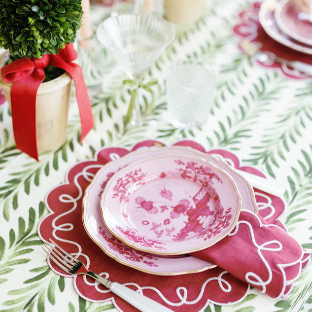 EMROIDERED RIBBON PLACEMATS, WINE (SET OF 4)