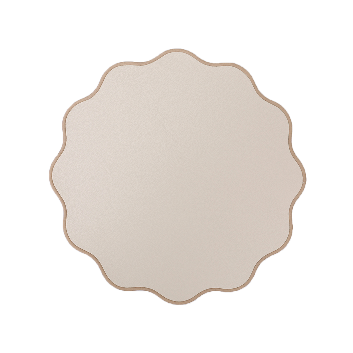 SCALLOPED LEATHER PLACEMET, BEIGE (SET OF 4)