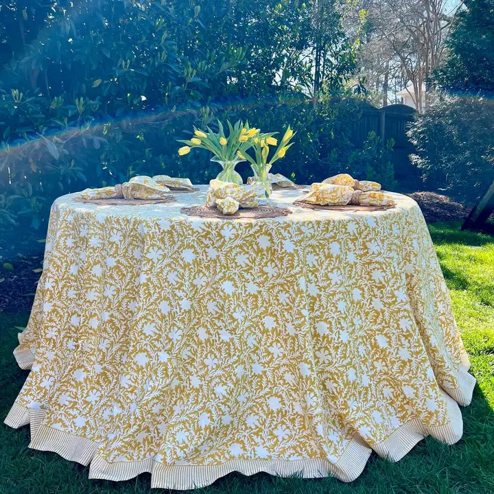 PRESSED FLORALS TABLECLOTH, MARIGOLD