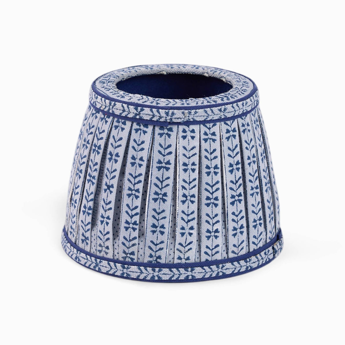 BOXPLEAT LAMPSHADE, FLORAL BLUE STRIPE