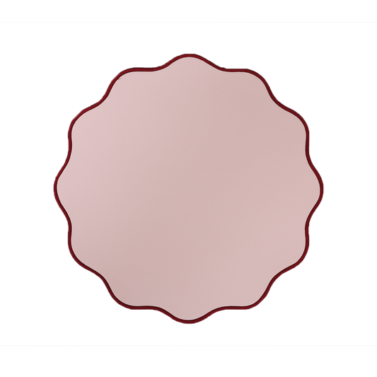 SCALLOPED LEATHER PLACEMET, PINK (SET OF 4)