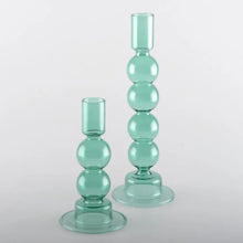 Load image into Gallery viewer, BUBBLE CANDLESTICKS, GREEN (SET OF 2)
