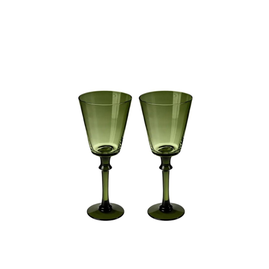 FAIRWAY OLIVE WINE GLASSES (SET OF 2)
