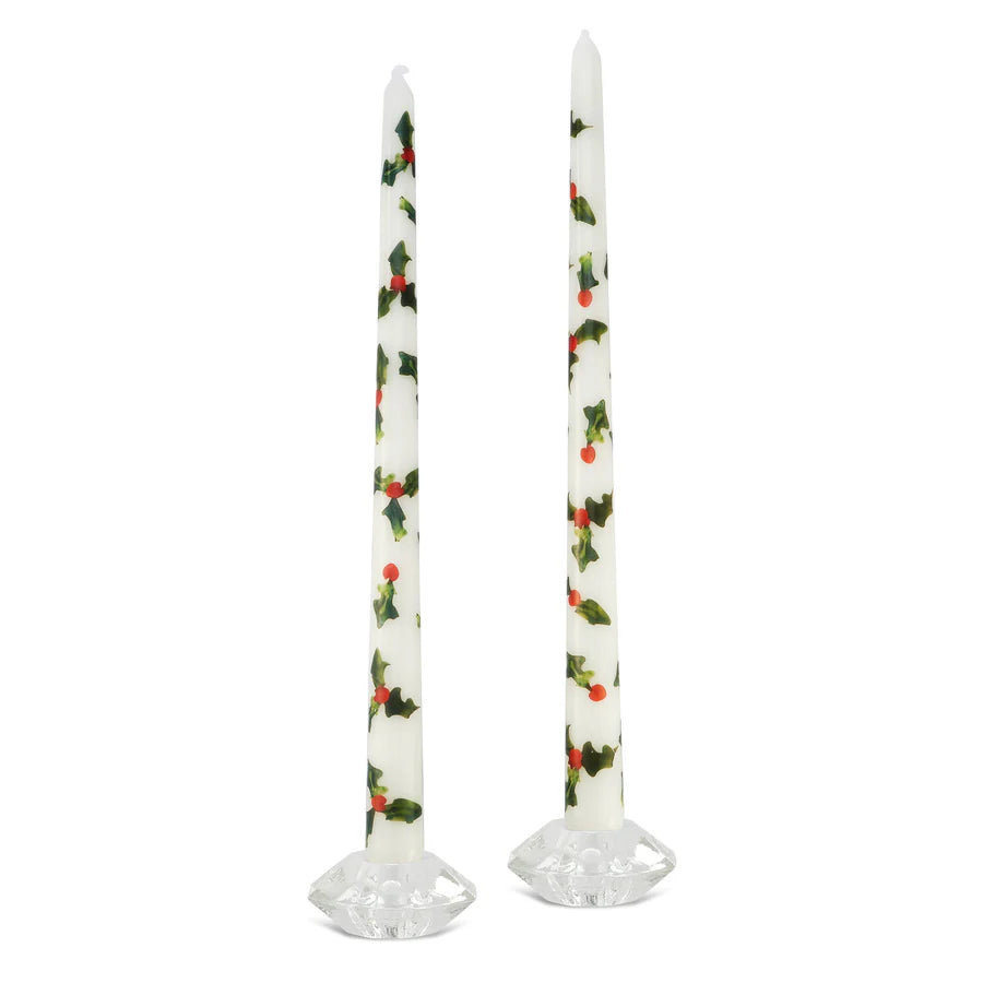 HOLLY TAPER CANDLES (SET OF 2)