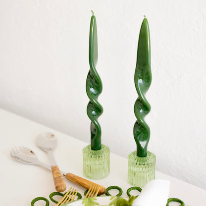 CARLYLE CANDLE HOLDERS, GREEN (SET OF 4)