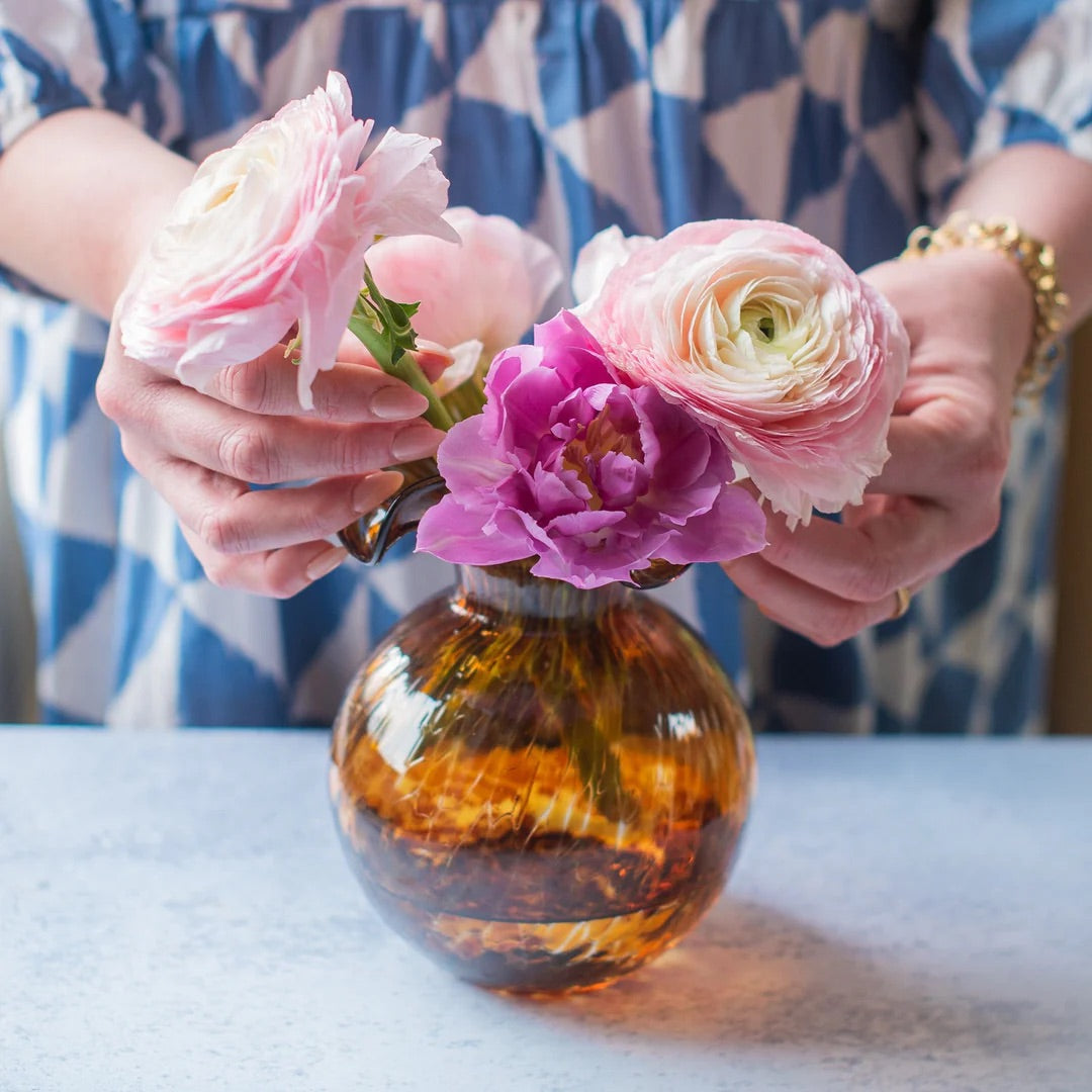 HIBISCUS GLASS BUD VASE, TORTOISESHELL