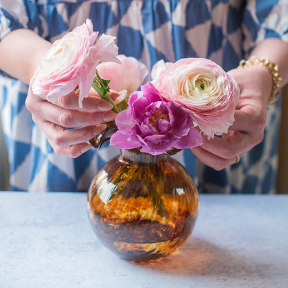 HIBISCUS GLASS BUD VASE, TORTOISESHELL