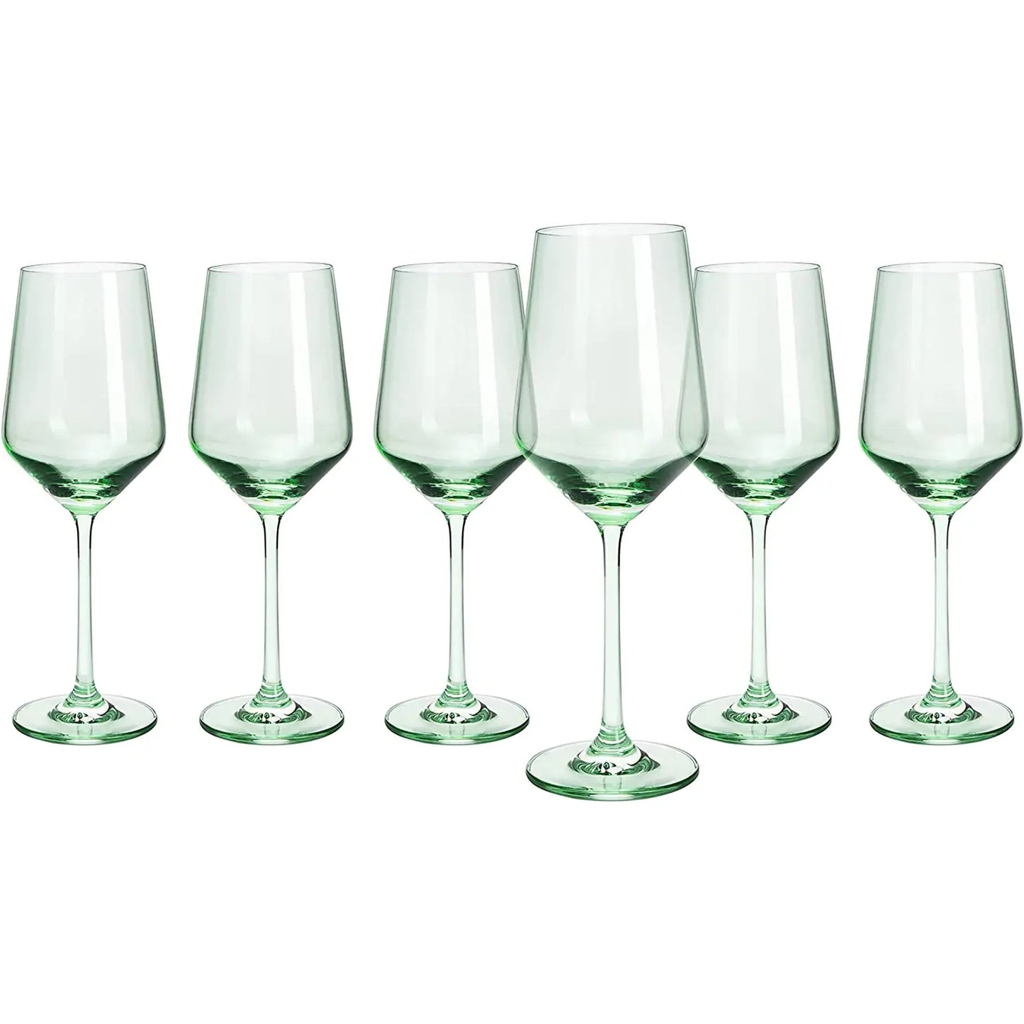 GREEN COLORED WINE GLASSES (SET OF 6)