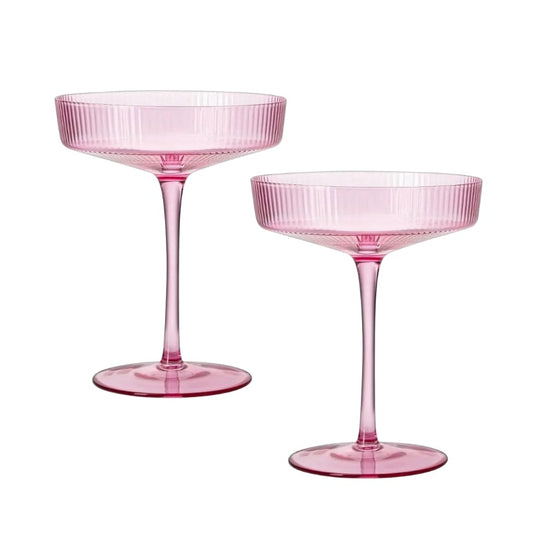 PINK FLUTED COUPE GLASSES (SET OF 2)