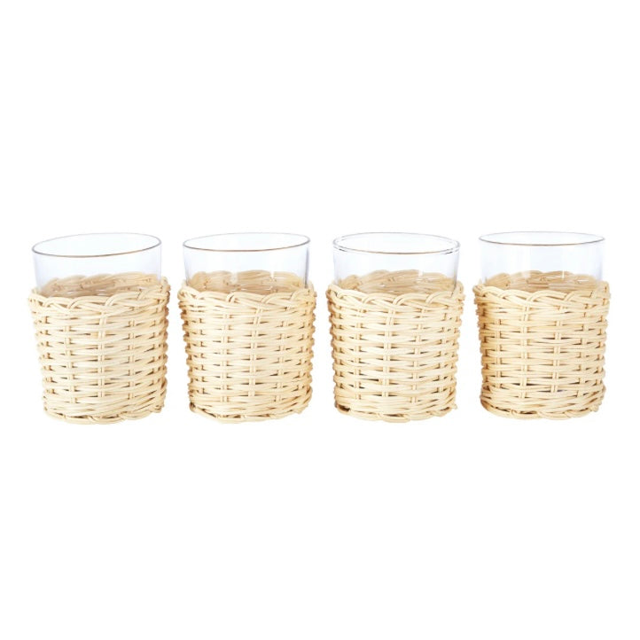 RATTAN TUMBLERS (SET OF 4)