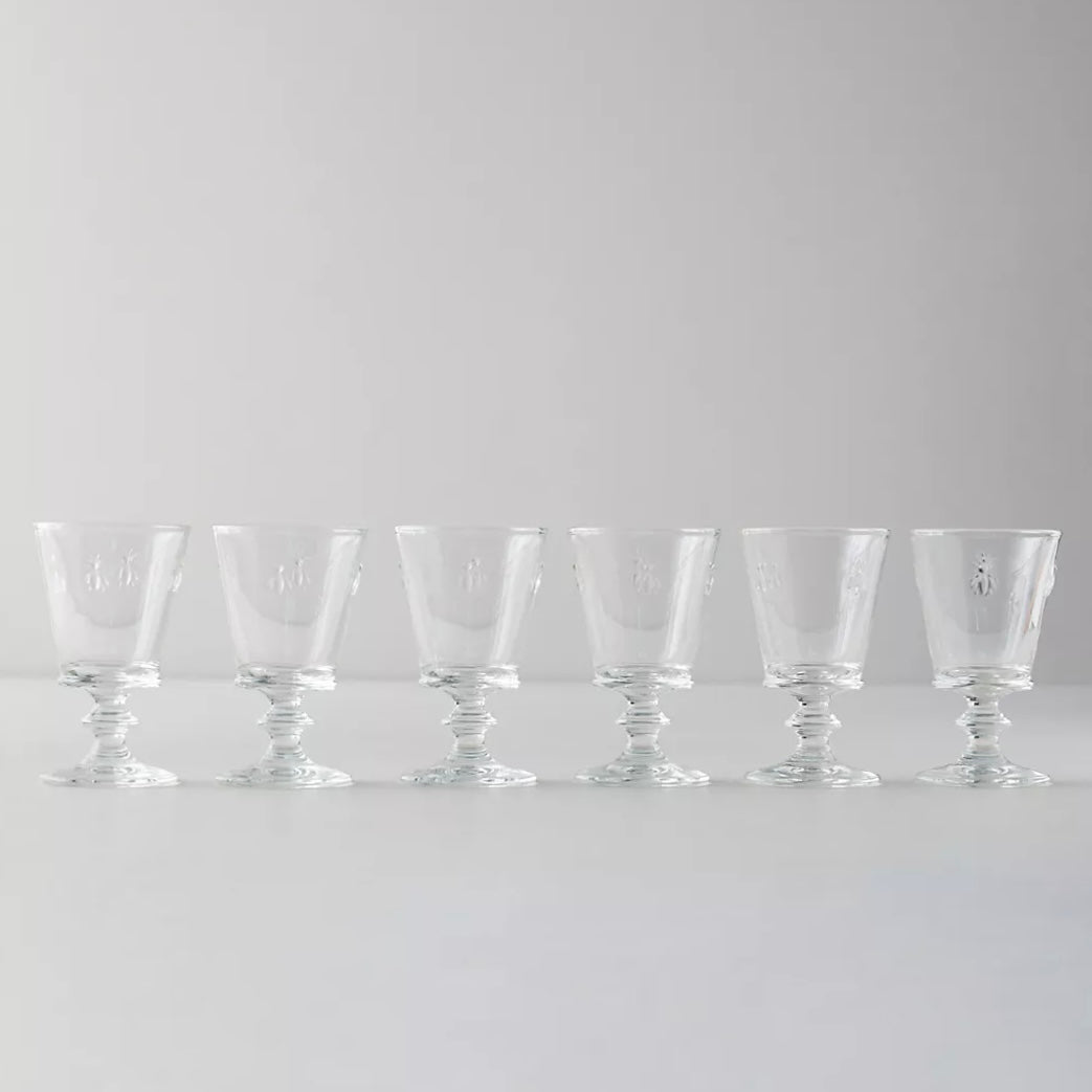 BEE WINE GLASS, CLEAR (SET OF 6)