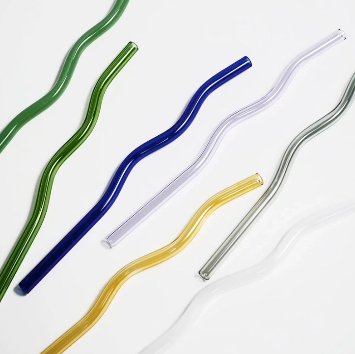 GREEN GLASS STRAWS (SET OF TWO)