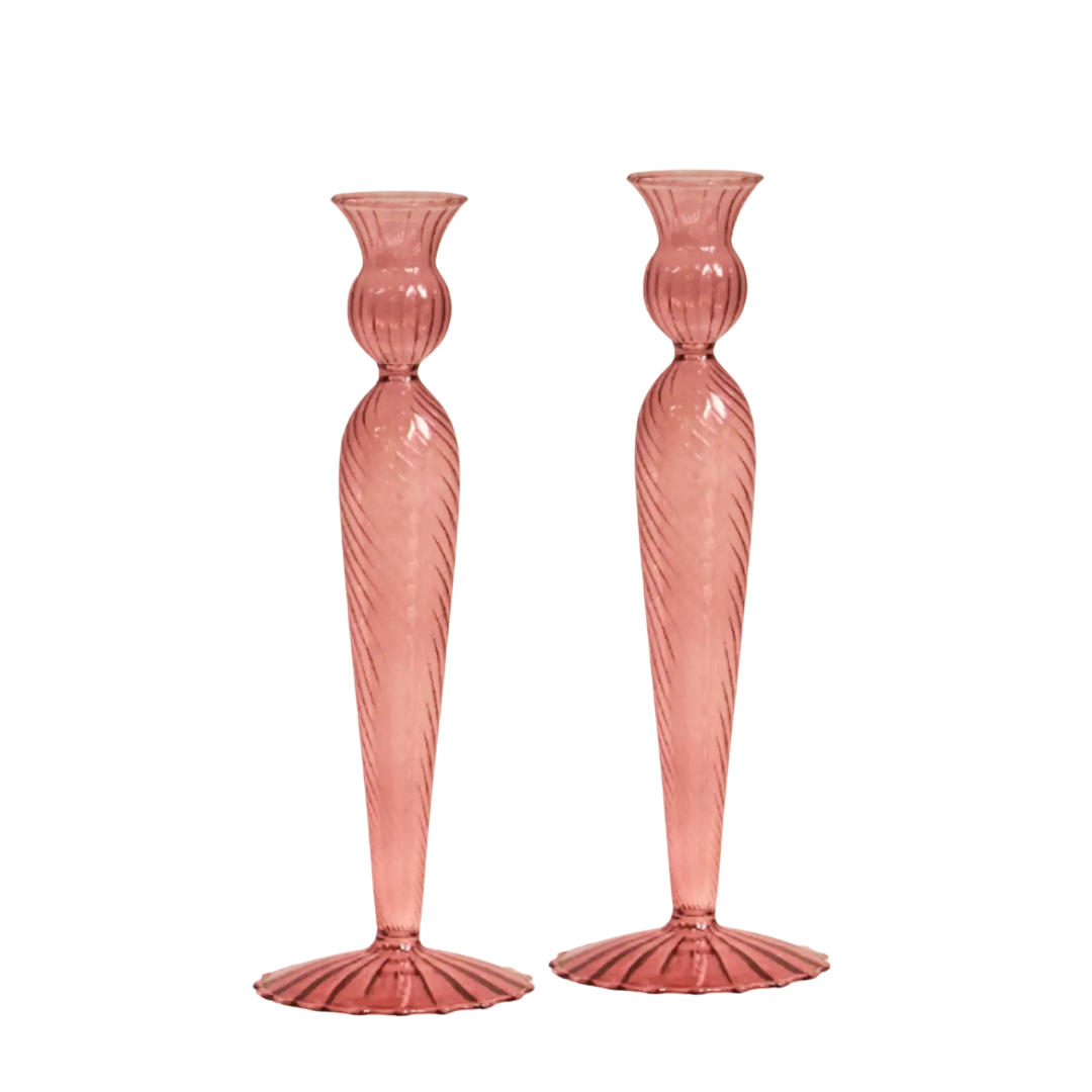 BERRY GLASS CANDLE HOLDER (SET OF TWO)