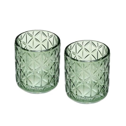 LATTICE VOTIVE PAIR, GREEN