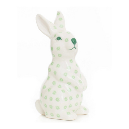 GREEN & WHITE FLORAL STANDING BUNNY
