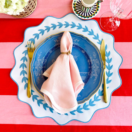 PINK & RED STRIPE TABLECLOTH