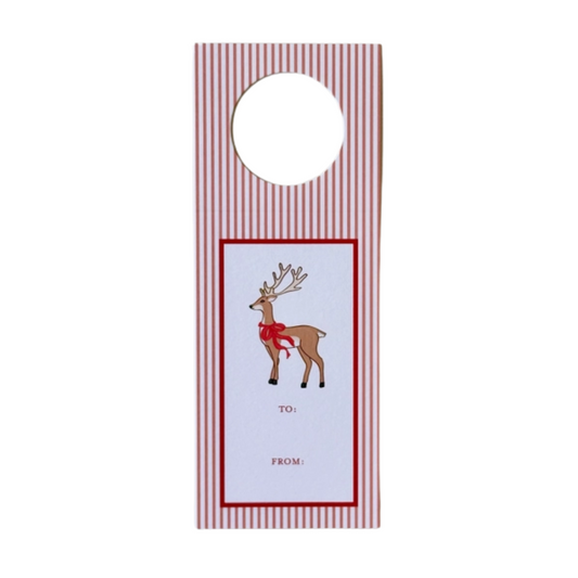WINE TAG SET, REINDEER STRIPE