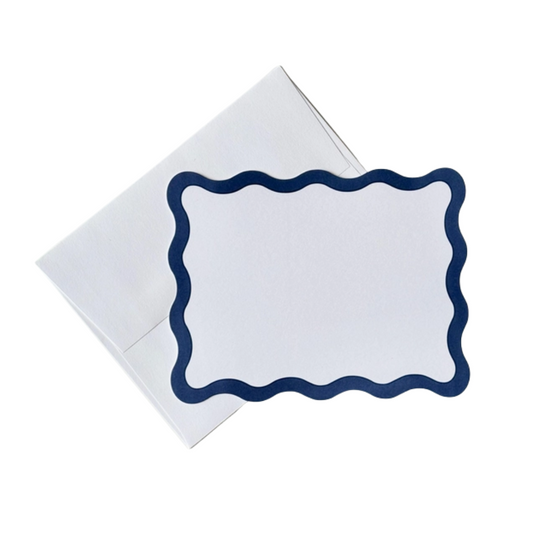 SCALLOP NOTECARDS, NAVY