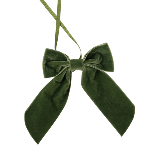 VELVET NAPKIN BOWS, GREEN (SET OF 4)
