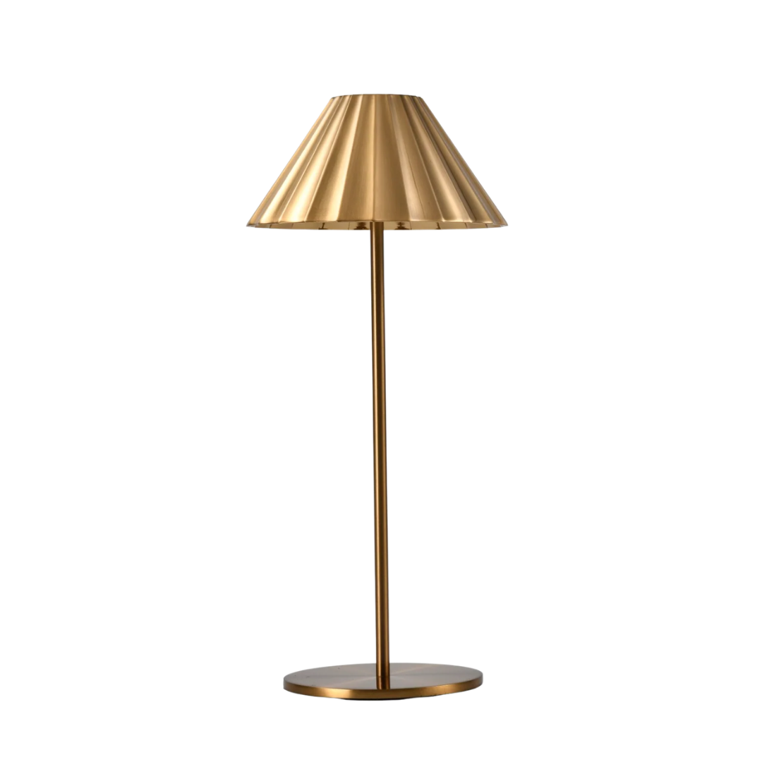 CORDLESS RUFFLED BISTRO LAMP, BRASS