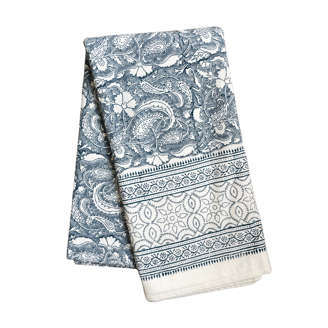 BLUE PAISLEY TABLECLOTH