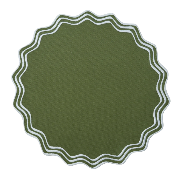 CLEO PLACEMATS, GREEN & WHITE (SET OF 4)