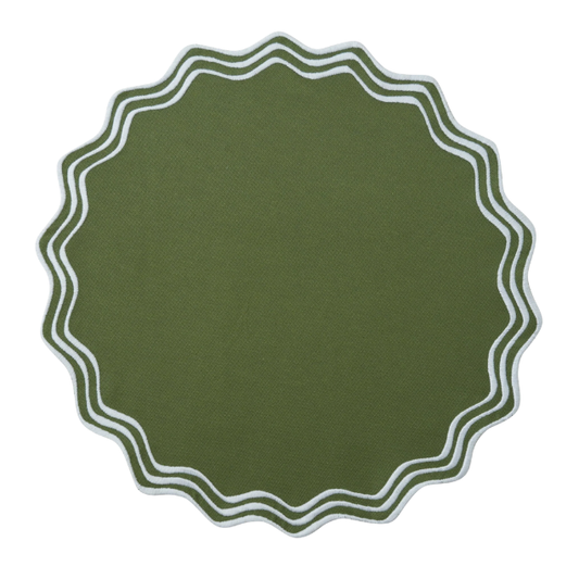 CLEO PLACEMATS, GREEN & WHITE (SET OF 4)
