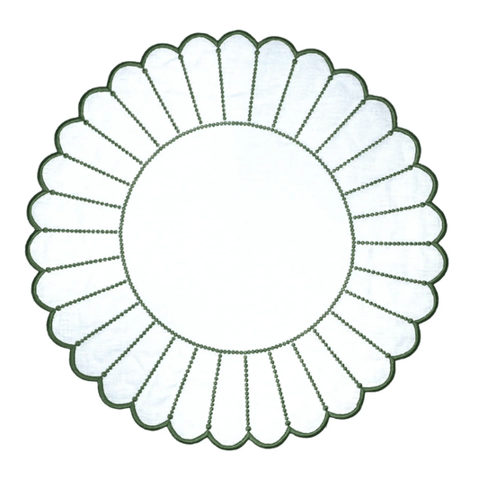 ELIZA PLACEMATS, WHITE & GREEN (SET OF 4)
