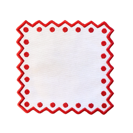 GEORGIA COCKTAIL NAPKINS, WHITE & RED (SET OF 4)