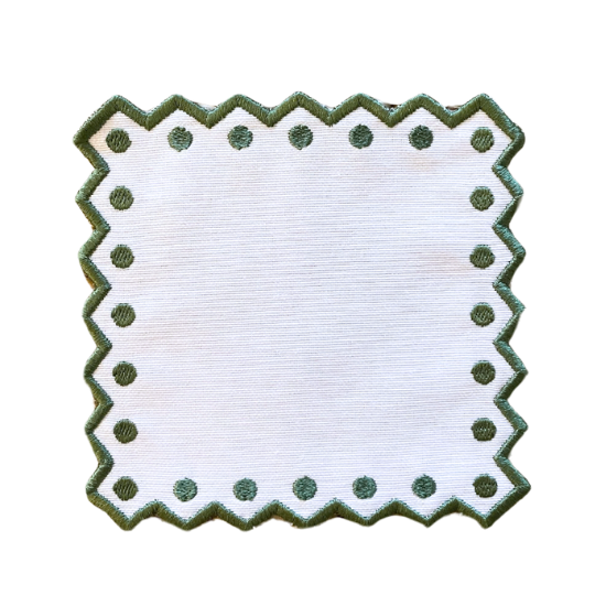 GEORGIA COCKTAIL NAPKINS, WHITE & GREEN (SET OF 4)