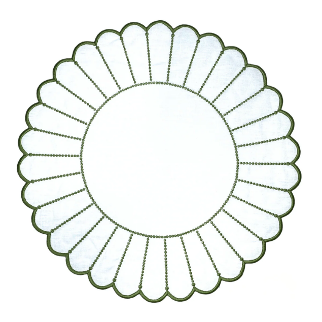 ELIZA PLACEMATS, WHITE & GREEN (SET OF 4)