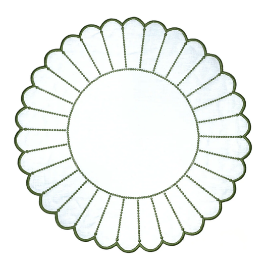 ELIZA PLACEMATS, WHITE & GREEN (SET OF 4)