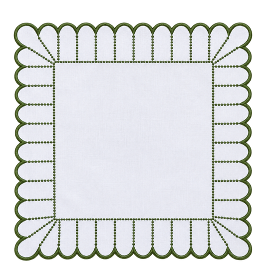 ELIZA NAPKINS, WHITE & GREEN (SET OF 4)