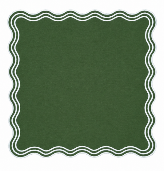 CLEO NAPKINS, GREEN & WHITE (SET OF 4)