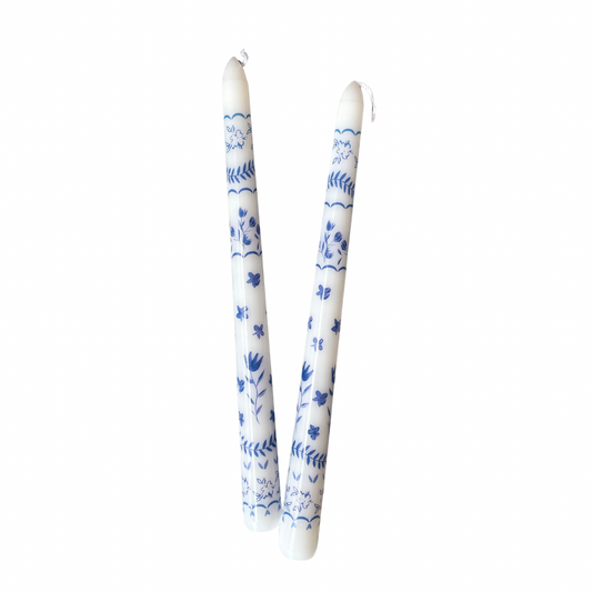 PAINTED TAPER CANDLES, CHINOISERIE (SET OF 2)