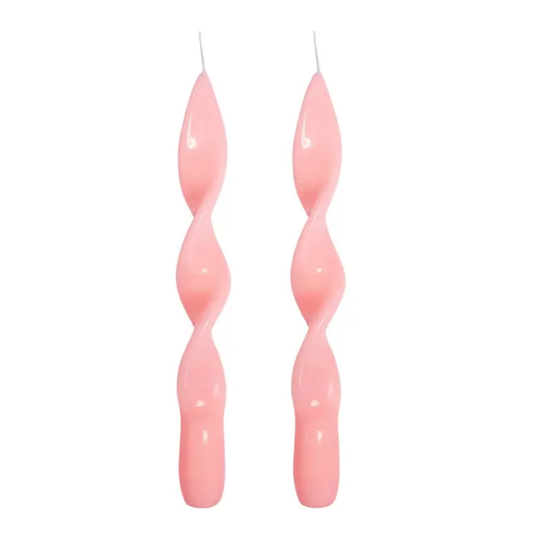 TWIST TAPER CANDLES, PINK (SET OF 2)