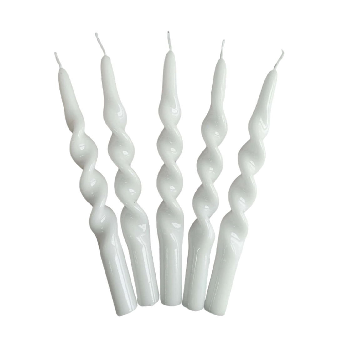 TWIST TAPER CANDLES, WHITE (SET OF 2)