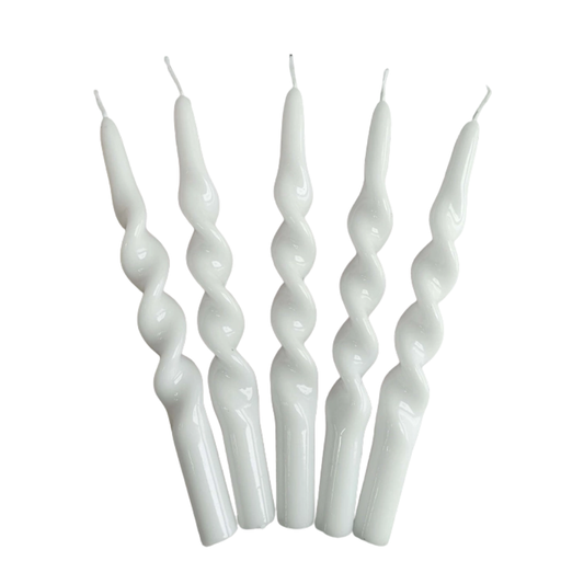 TWIST TAPER CANDLES, WHITE (SET OF 2)