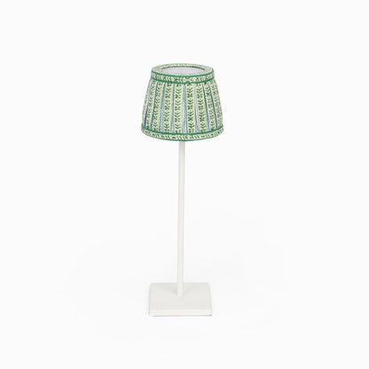 BOX PLEAT LAMPSHADE, FLORAL GREEN STRIPE