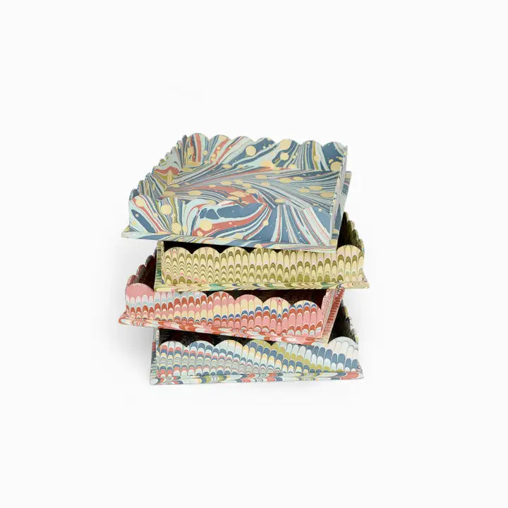 SCALLOPED TRAY SET, OCEAN MOUNTAIN