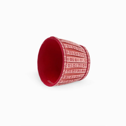 BOX PLEAT LAMPSHADE, FLORAL RED STRIPE