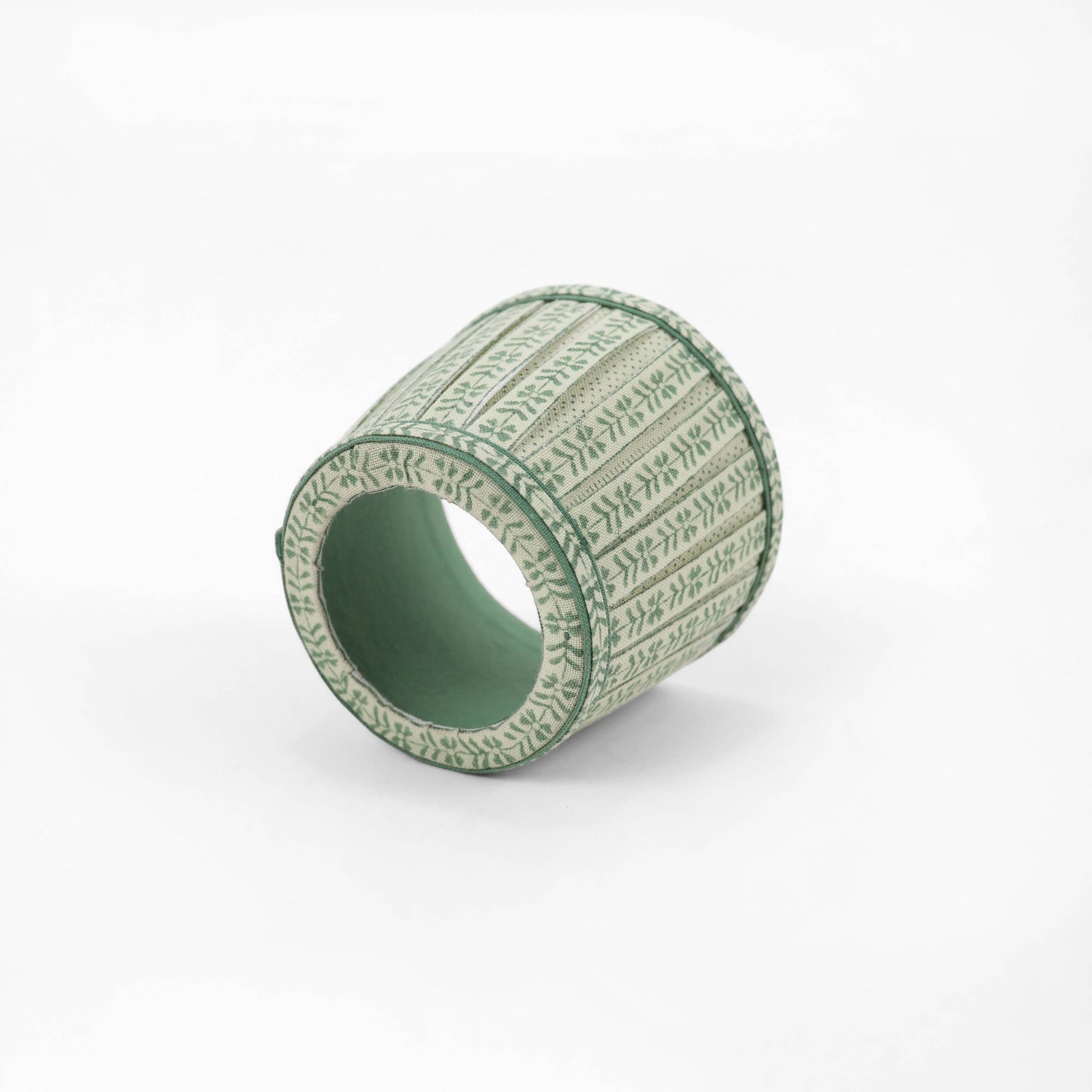 BOX PLEAT LAMPSHADE, FLORAL GREEN STRIPE