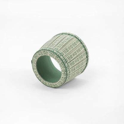 BOX PLEAT LAMPSHADE, FLORAL GREEN STRIPE