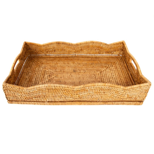 RATTAN RECTANGULAR TRAY, HONEY BROWN
