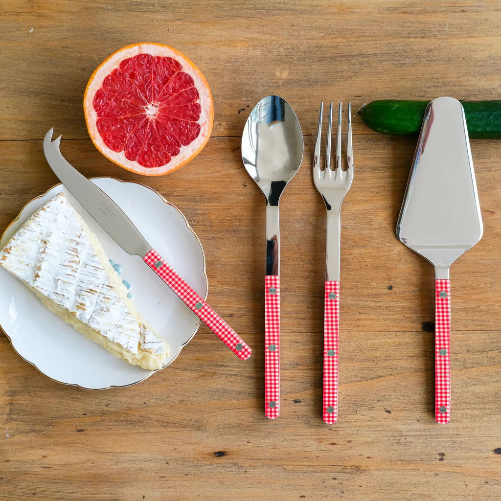 RED & WHITE GINGHAM CHEESE KNIFE