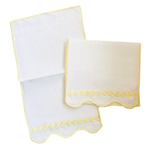 Load image into Gallery viewer, EMBROIDERED SCALLOP COCKTAIL NAPKINS, YELLOW (SET OF 6)
