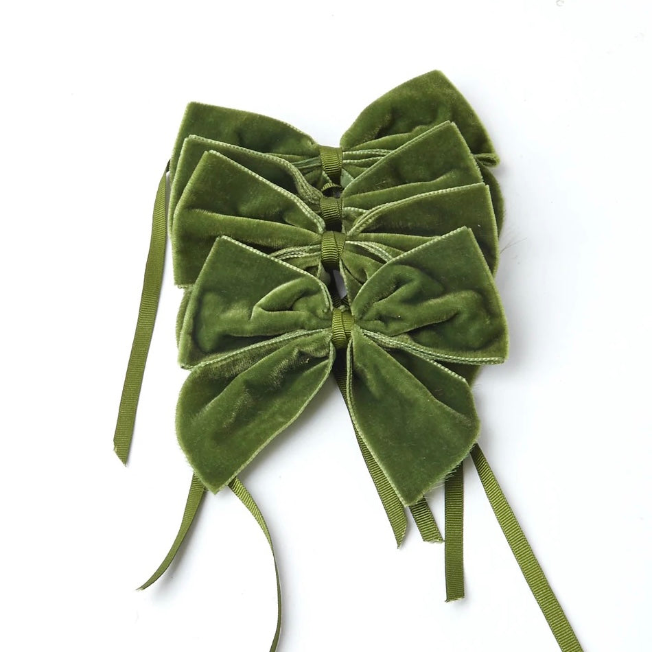 VELVET NAPKIN BOWS, FOREST GREEN (SET OF 4)