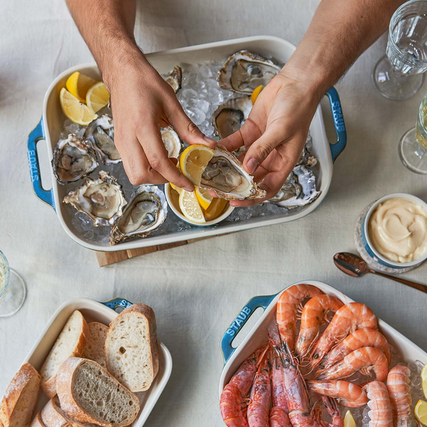 CERAMIC RECTANGULAR BAKING DISH SET (SET OF 3), RUSTIC TURQUOISE