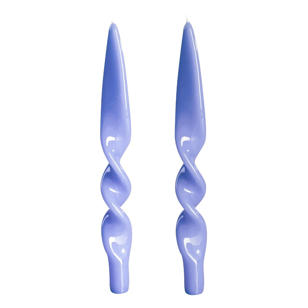 LACQUER TWIST TAPER CANDLE, PERIWINKLE (SET OF 2)