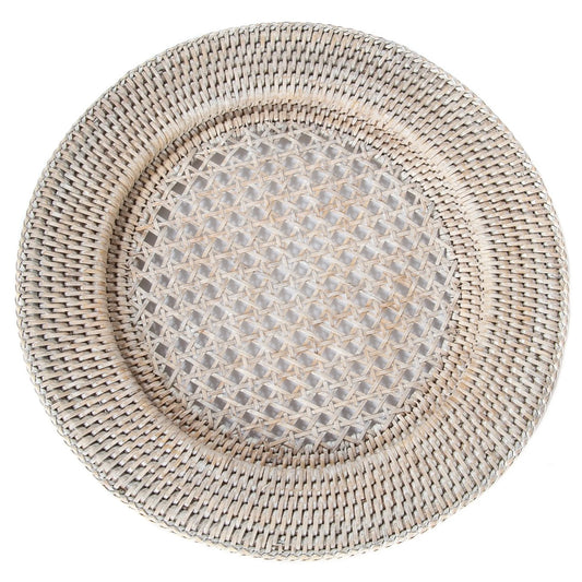 WOVEN RATTAN CHARGER, WHITE WASH (SET OF 4)